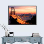 Bay Bridge Light Trails at Sunset Wall Art
