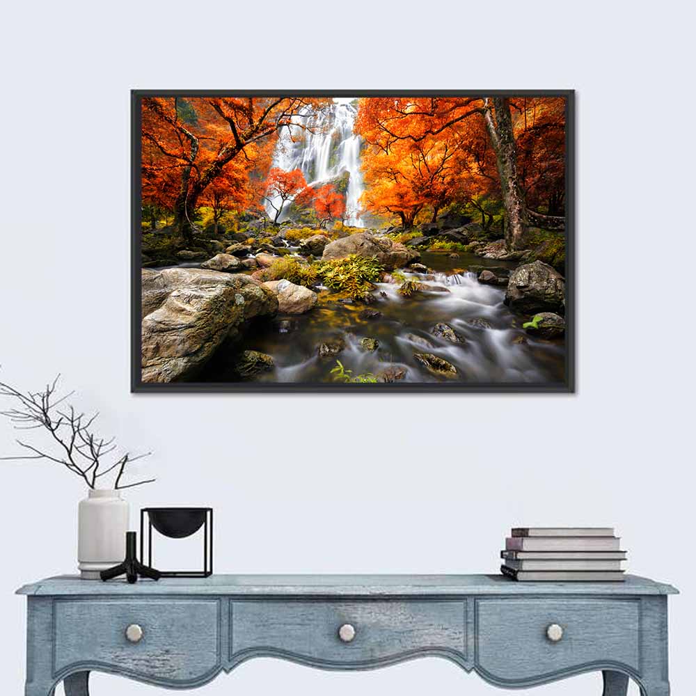 Autumn Forest Waterfall Wall Art