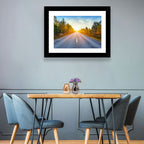 Sunlit Autumn Forest Road Wall Art