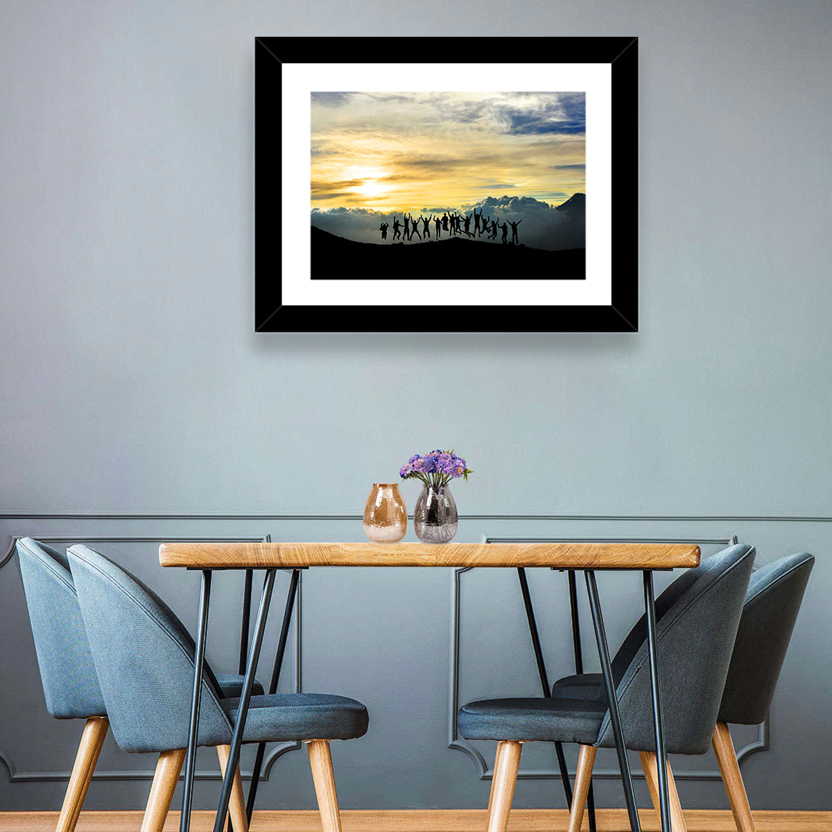 Golden Team Silhouettes at Sunset Wall Art