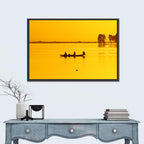 Pirogue at Golden Dusk Wall Art