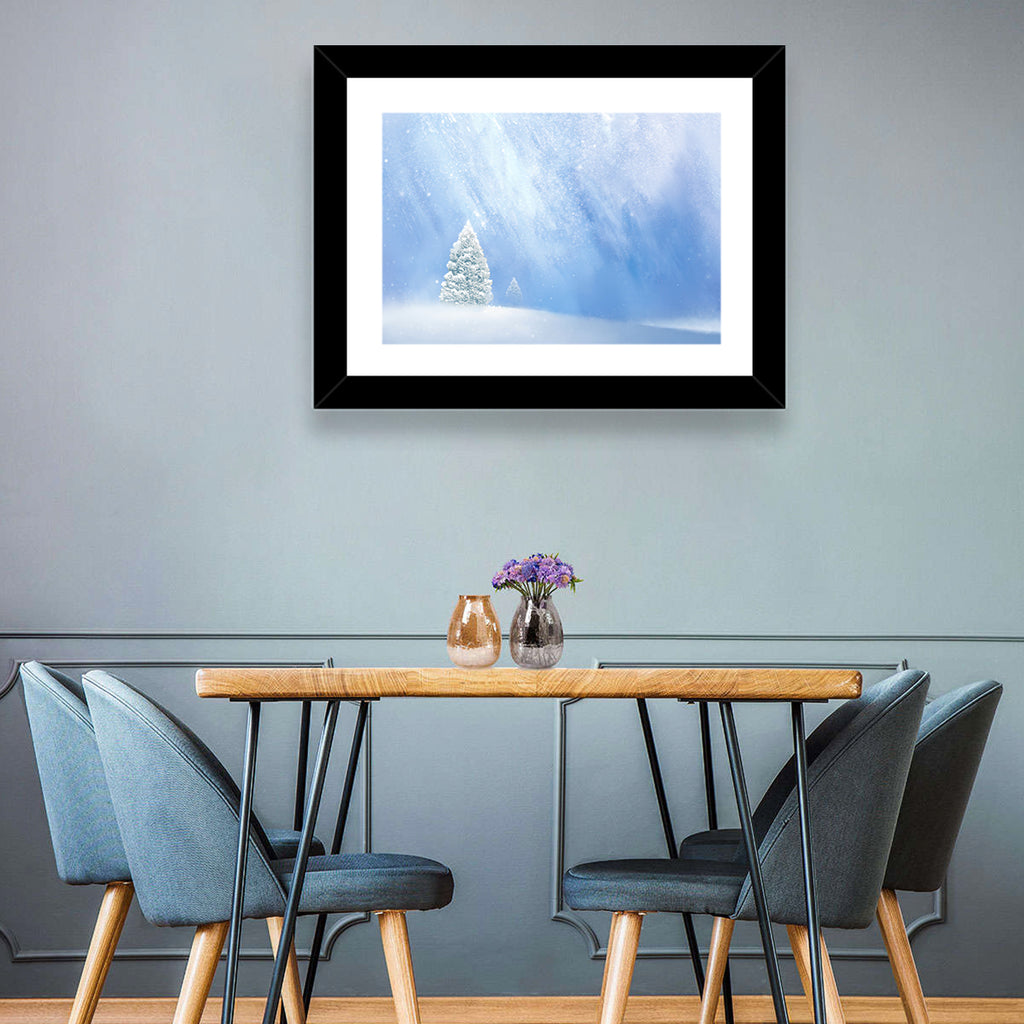 Two Snowy Evergreens Wall Art