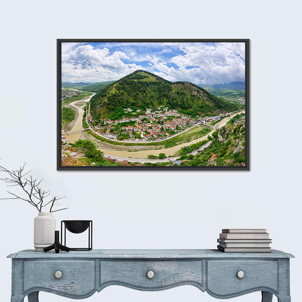 Berat Osum River View Wall Art in a room, landscape