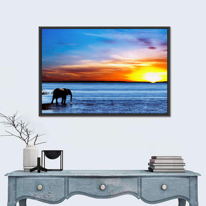 Elephant & Beach Sunset Wall Art