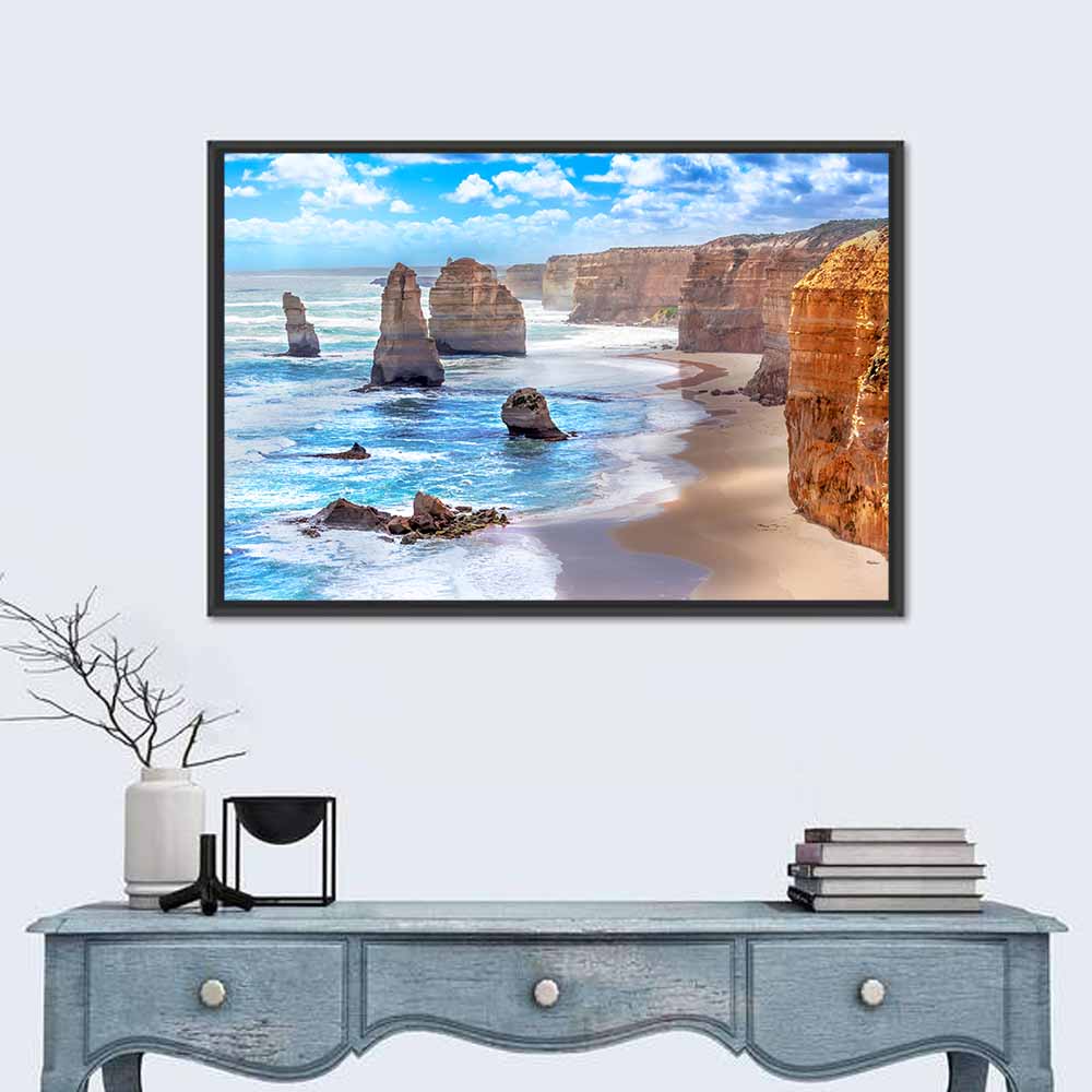 Twelve Apostles Coastal View Wall Art in a room, landscape