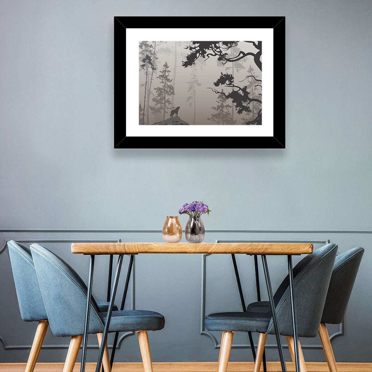 Forest & Howling Wolf Wall Art