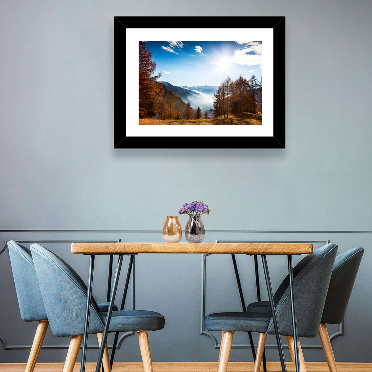 Val D Aosta Valley Morning Light Wall Art in a room, landscape