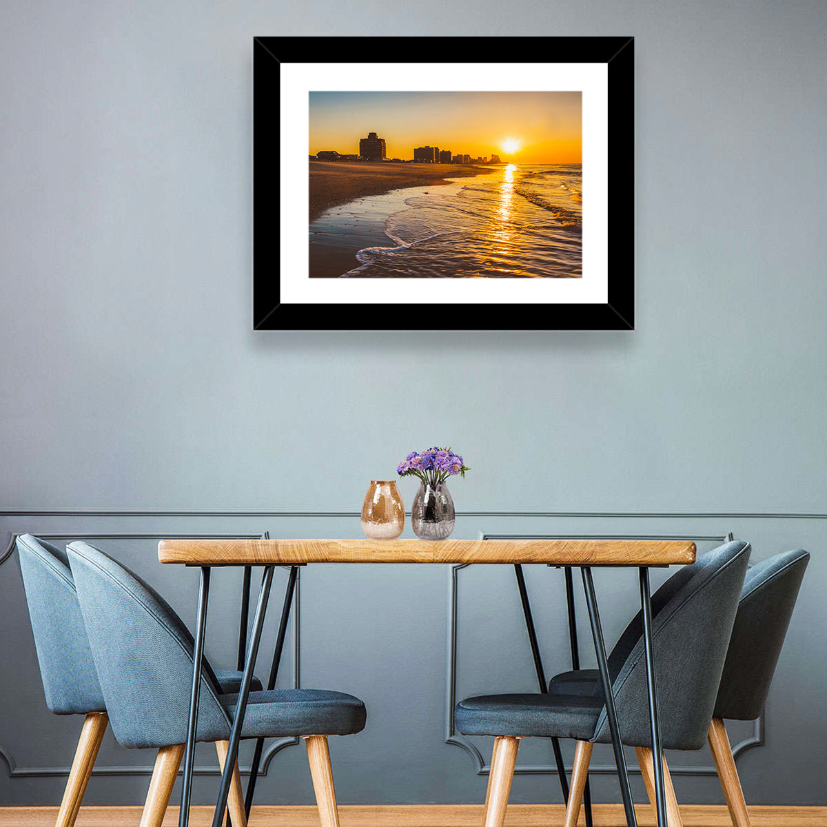 Ventnor Beach Sunrise Reflection Wall Art in a room, landscape