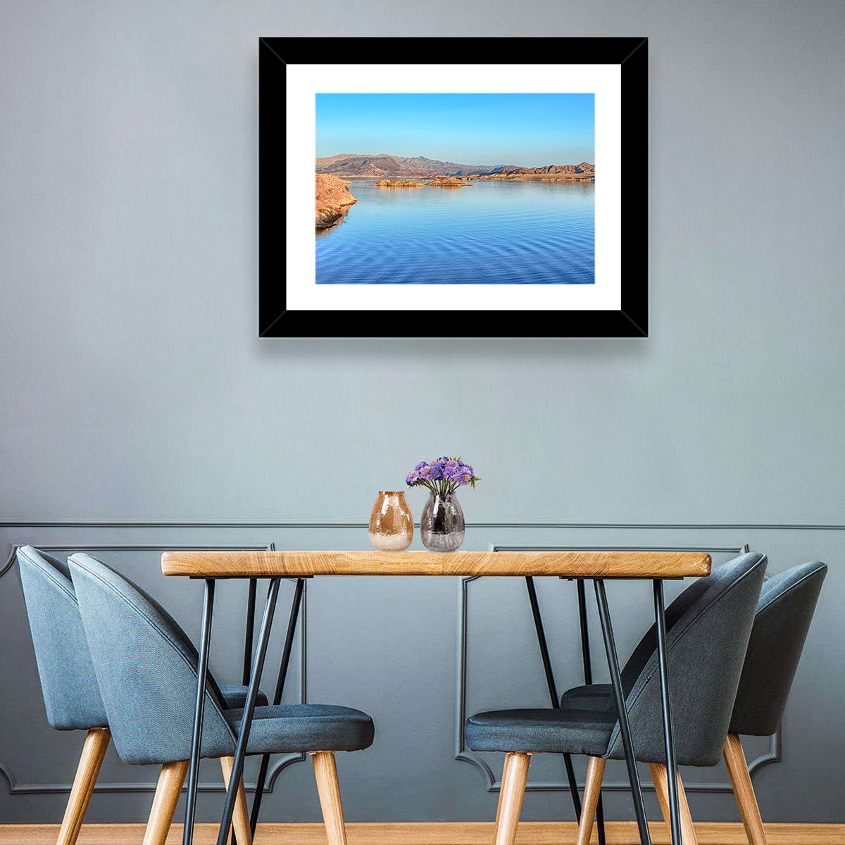 Lake Mead Rocky Shoreline Wall Art in a room, landscape