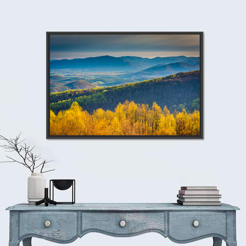 Shenandoah Golden Hour Ridge Wall Art in a room, landscape