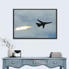 Fighter Jet with Flaming Exhaust Wall Art