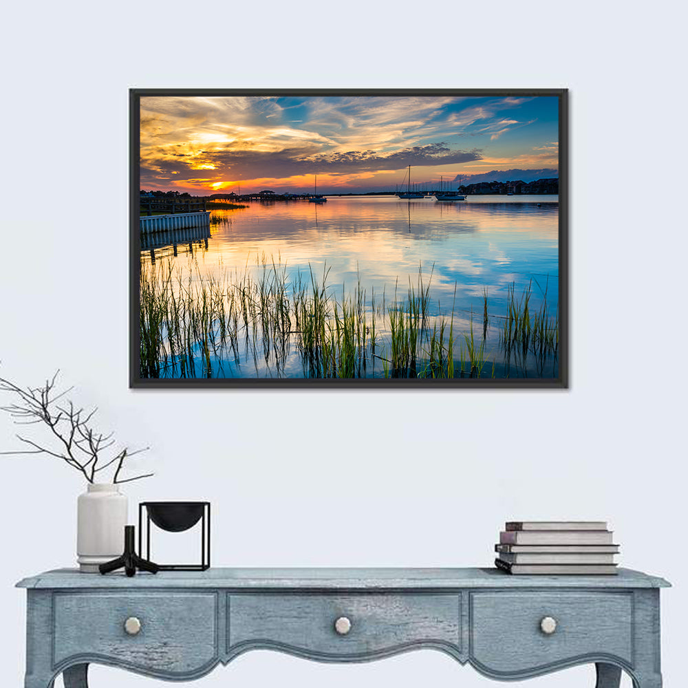 Folly River Sunset Reflection Wall Art in a room, landscape