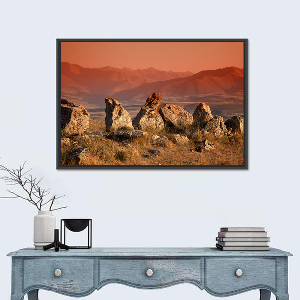 Karahunj Rocky Ridge at Sunset Wall Art in a room, landscape