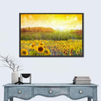 Sunburst Sunflowers Abstract Wall Art