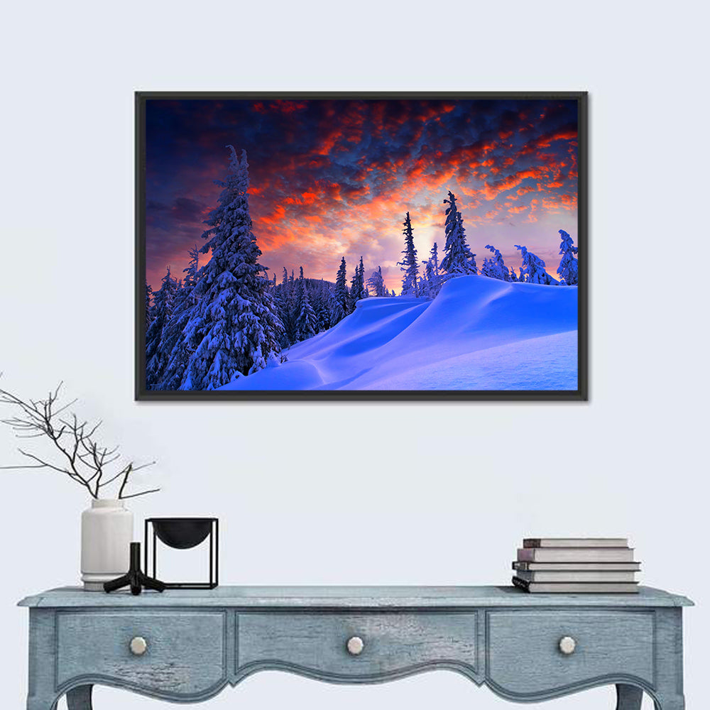 Snowy Mountain Sunset Wall Art