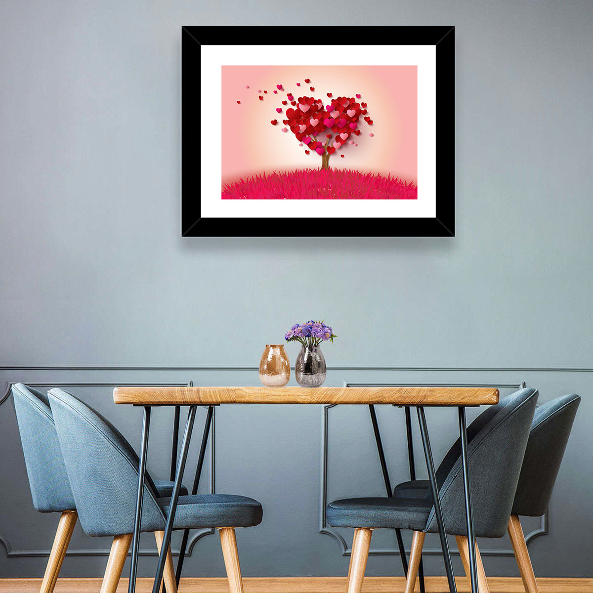 Whimsical Heart Tree Illustration Wall Art
