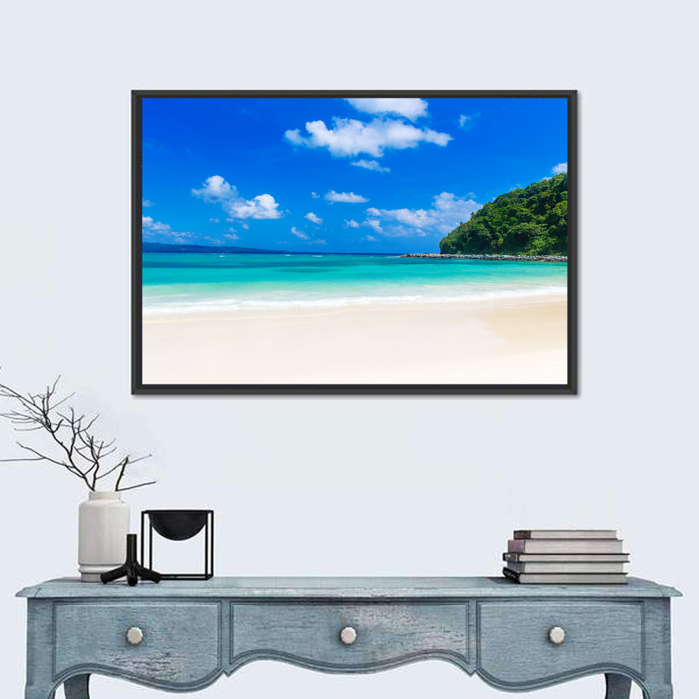Turquoise Tropical Beach Scene Wall Art
