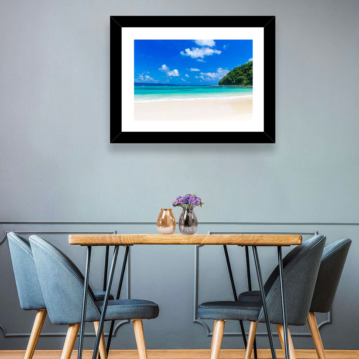 Turquoise Tropical Beach Scene Wall Art