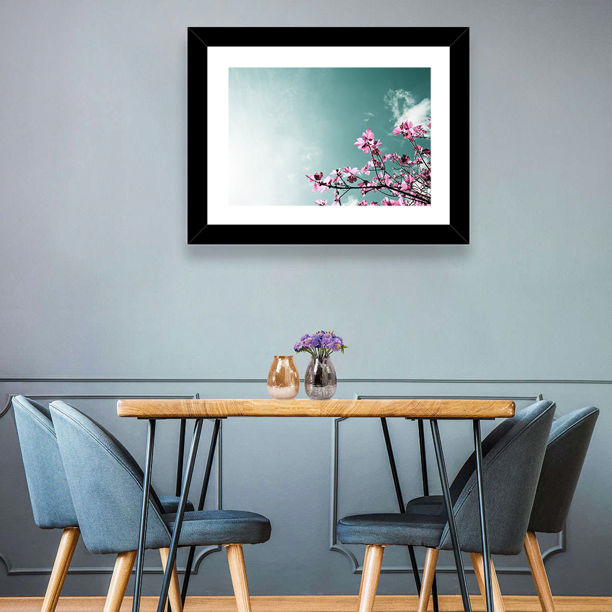 Pink Fig Tree Branches Wall Art in a room, landscape
