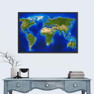 Blue World Map Wall Art