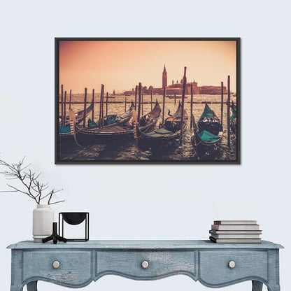 Gondolas In Canal Wall Art