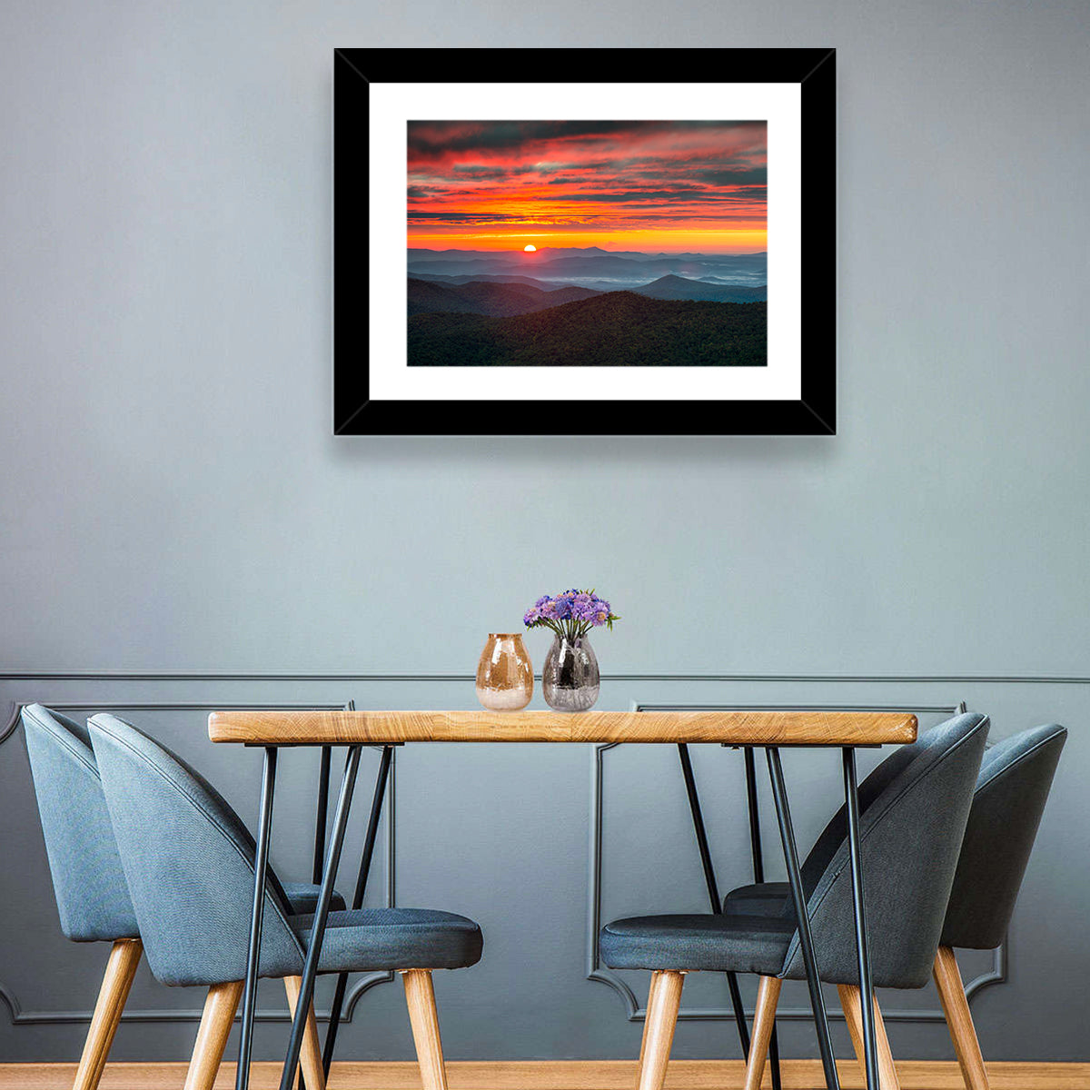 Blue Ridge Sunrise Over Misty Ridges Wall Art