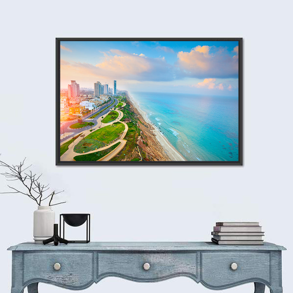 Netanya Coastline at Golden Hour Wall Art