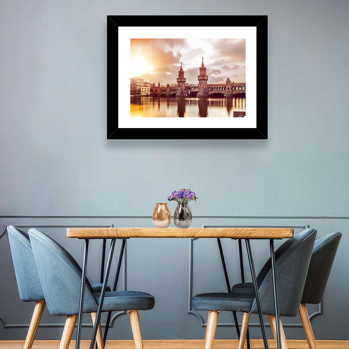 Oberbaumbruecke Sunset Reflection Berlin Wall Art