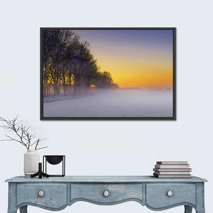 Foggy Winter Sunset Wall Art