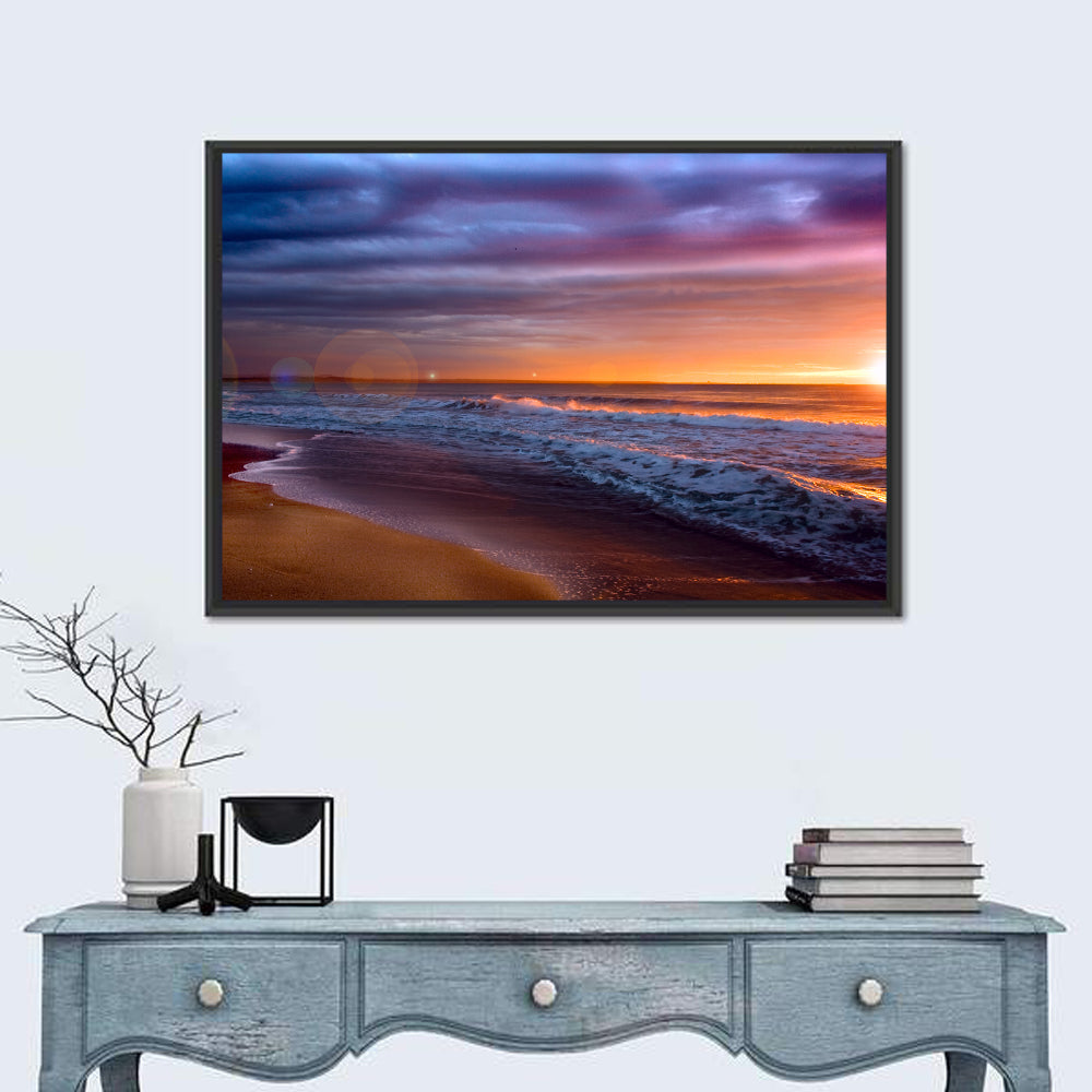 Bulgarian Black Sea Sunrise Wall Art in a room, landscape