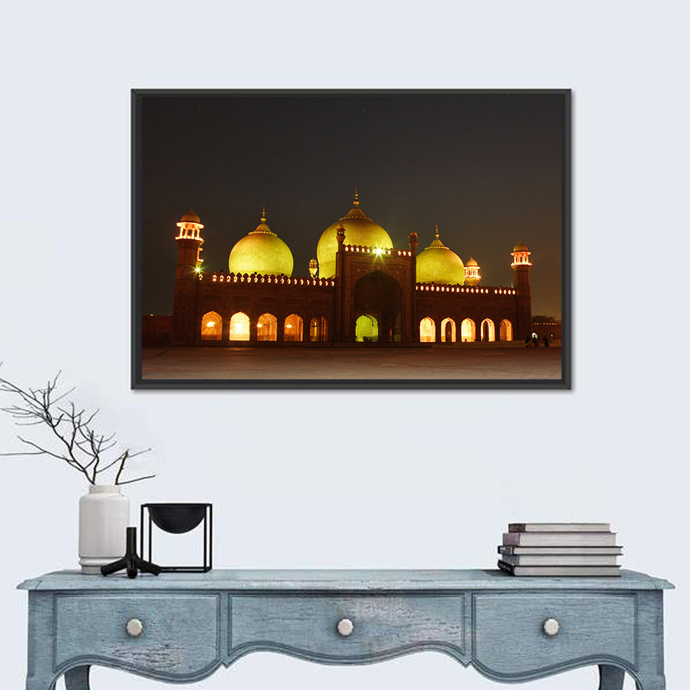 Badshahi Mosque at Night Wall Art in a room, landscape