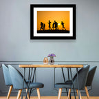 Six Runners Silhouette at Golden Sunset Wall Art