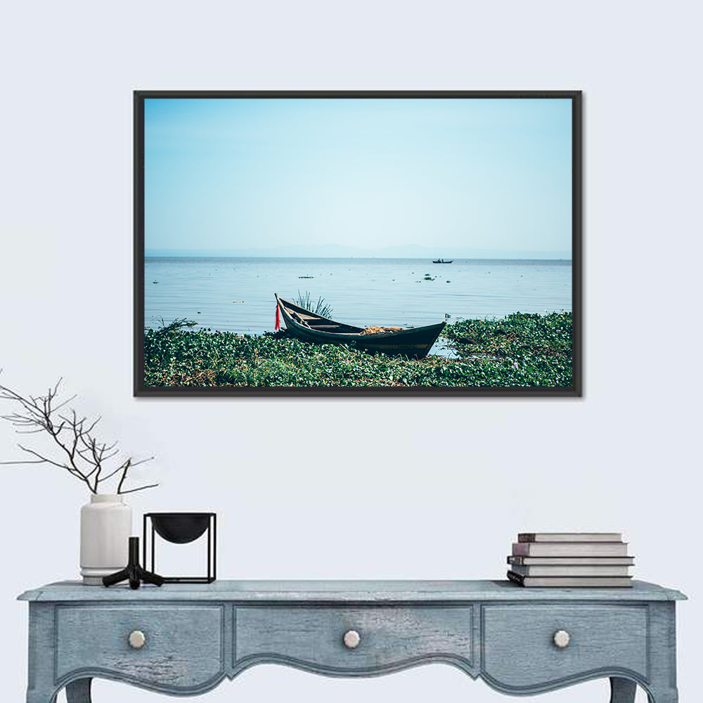 Red Ribbon Boat on Lake Victoria Wall Art in a room, landscape