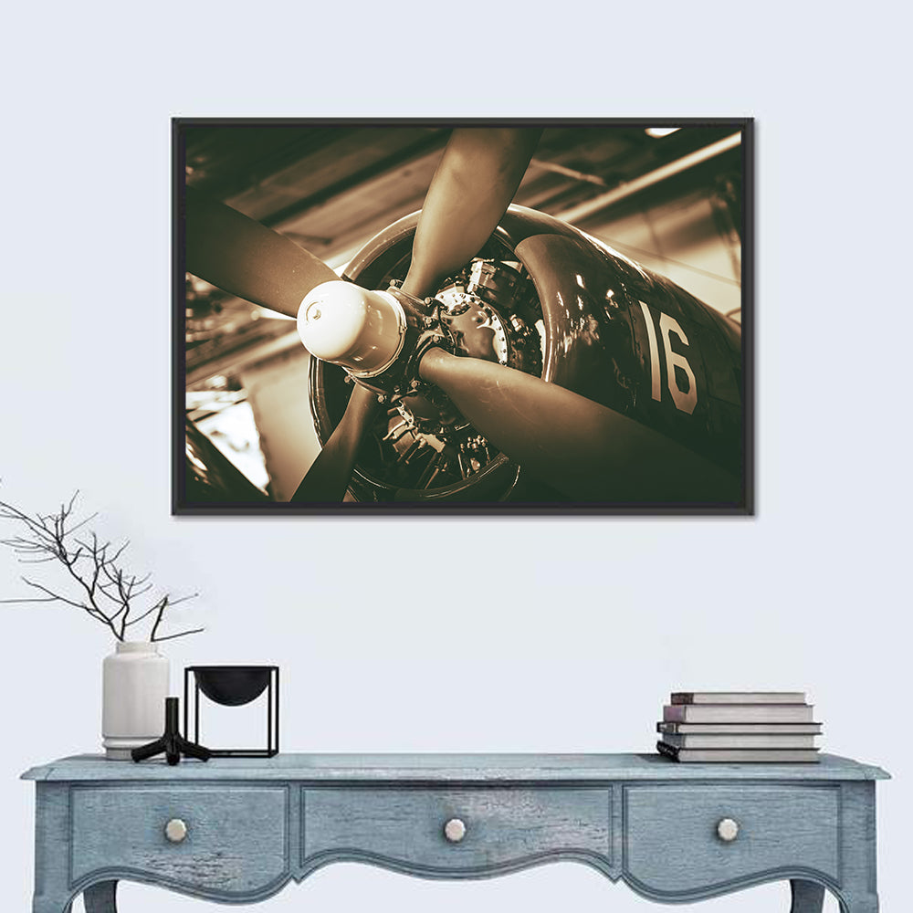 Vintage Military Propeller Plane Wall Art