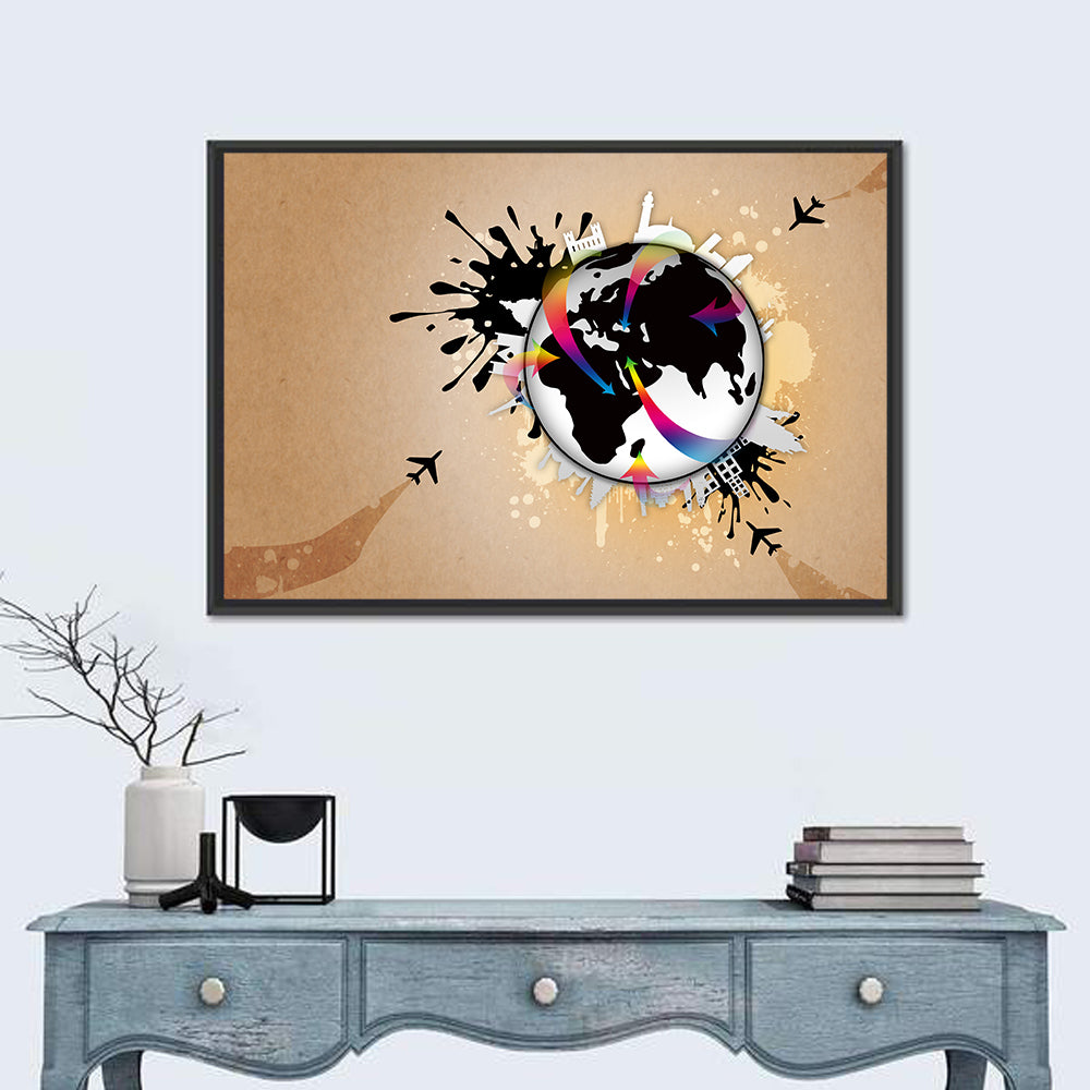 Global Travel Concept Wall Art in a room, landscape