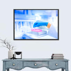 Gloved Hand with Vial and Pink-capped Tubes Wall Art