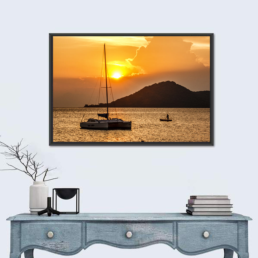 Mama Afrika Sunset, Lake Malawi Wall Art in a room, landscape