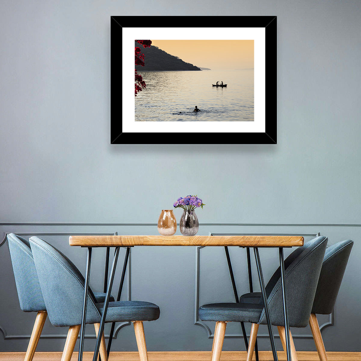 Lake Malawi Golden Hour Wall Art in a room, landscape