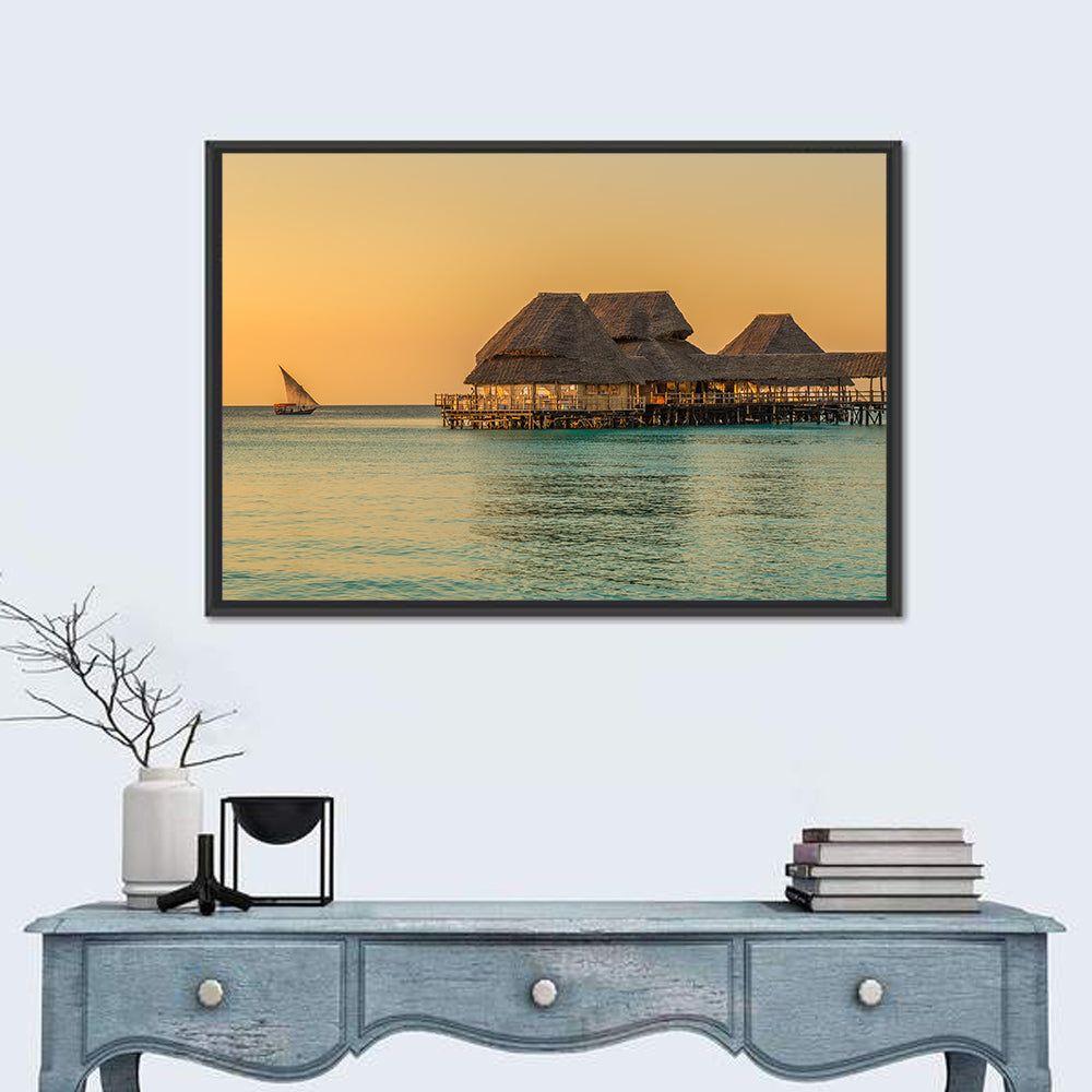 The Rock Restaurant Sunset Wall Art in a room, landscape