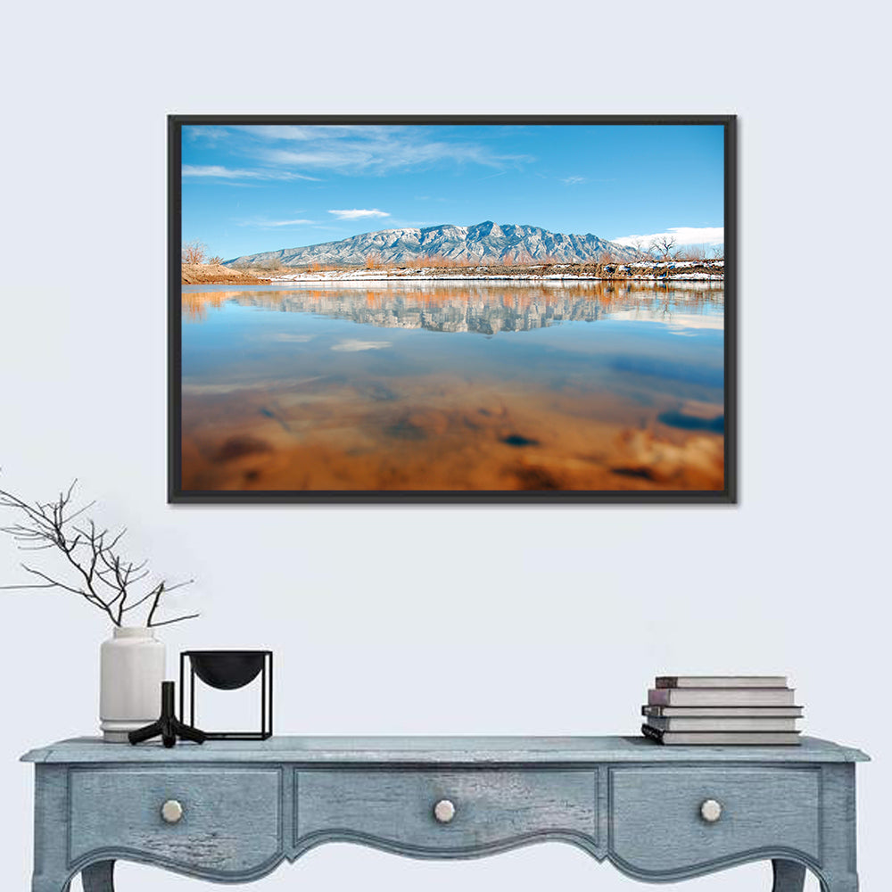 Rio Grande at Sandia Mountains Wall Art in a room, landscape