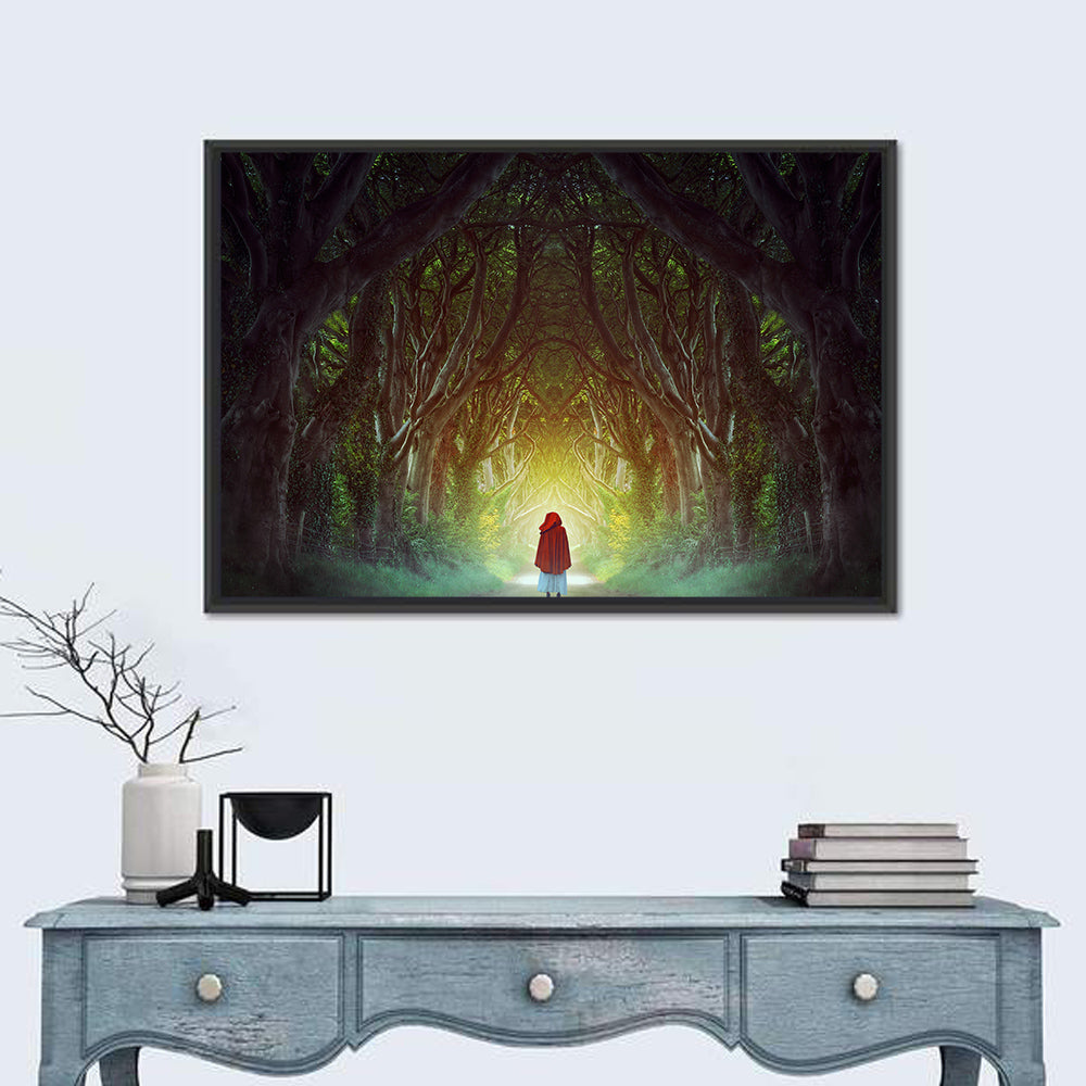 Dark Hedges Pathway Wall Art in a room, landscape