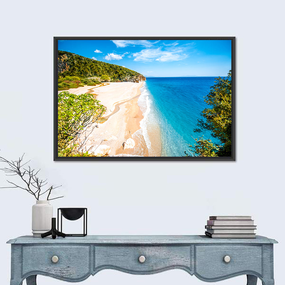 Mylopotamos Turquoise Beach Wall Art in a room, landscape