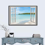 Turquoise Beach View Through Window Wall Art