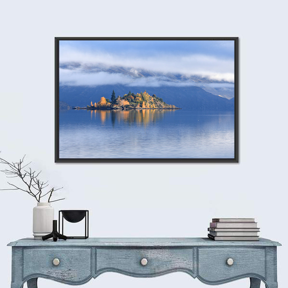 Misty Wanaka Island Reflection Wall Art