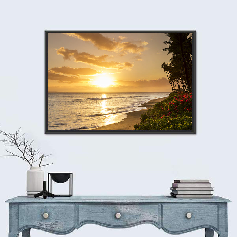 Kaanapali Beach Sunset Wall Art in a room, landscape