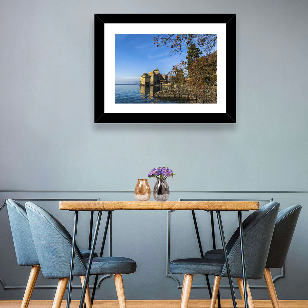 Chillon Castle on Lake Geneva Wall Art in a room, landscape