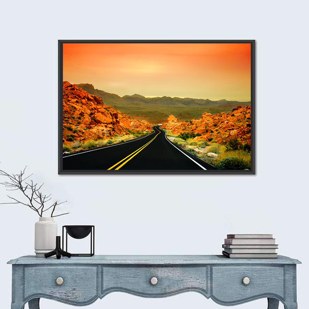 Valley of Fire Ii Road at Sunset Wall Art in a room, landscape