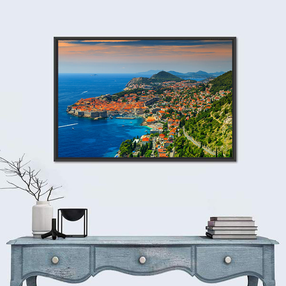 Dubrovnik Old Town Sunset Wall Art in a room, landscape