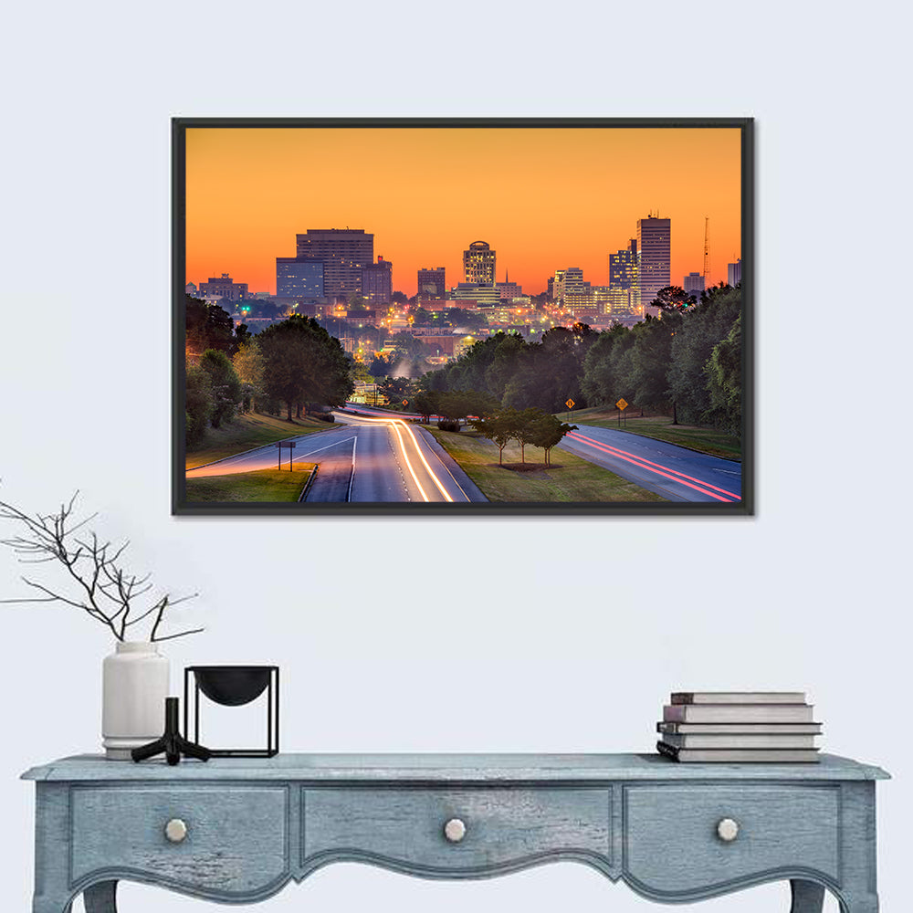 Jackson Downtown Skyline Wall Art in a room, landscape