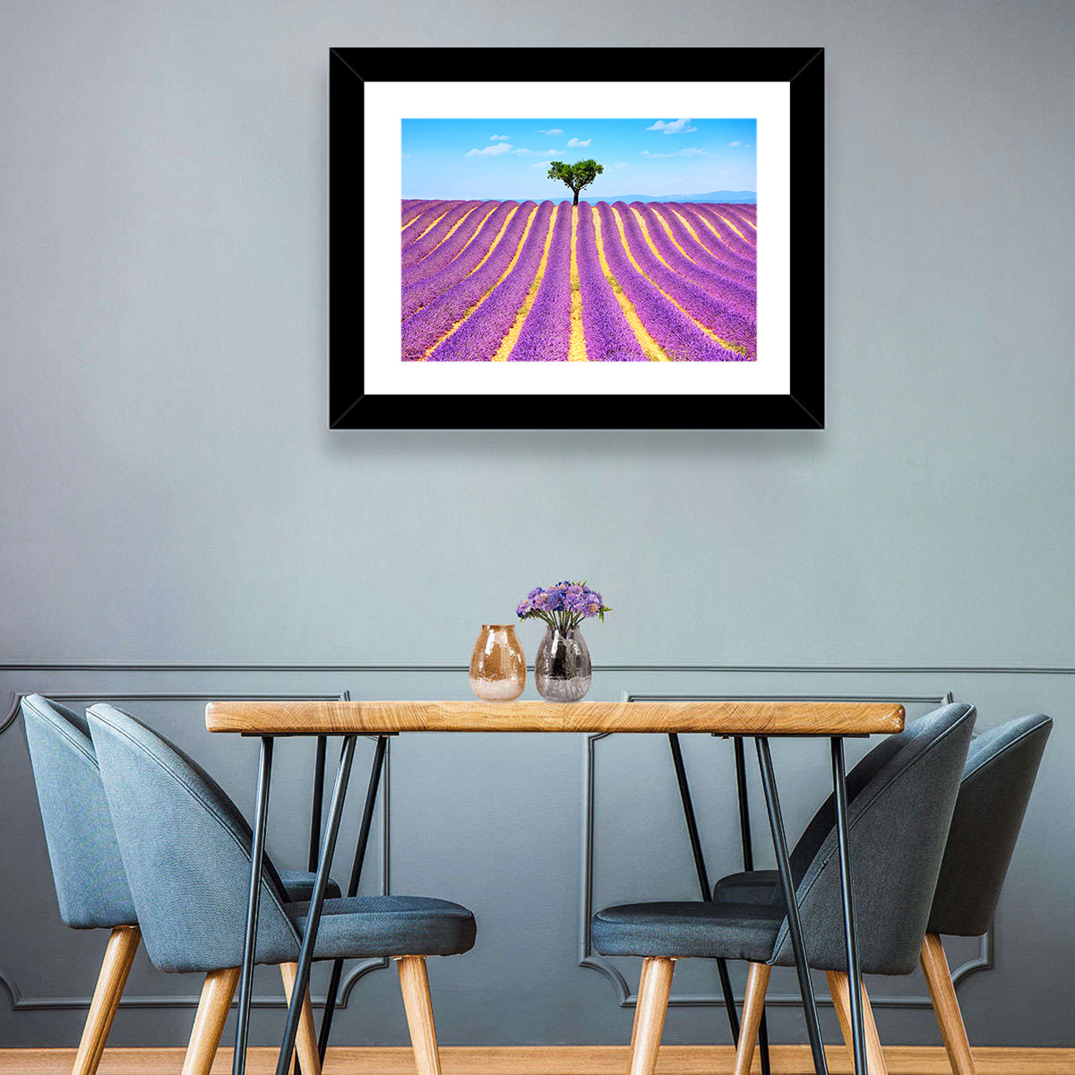 Lavender Field Wall Art in a room, landscape